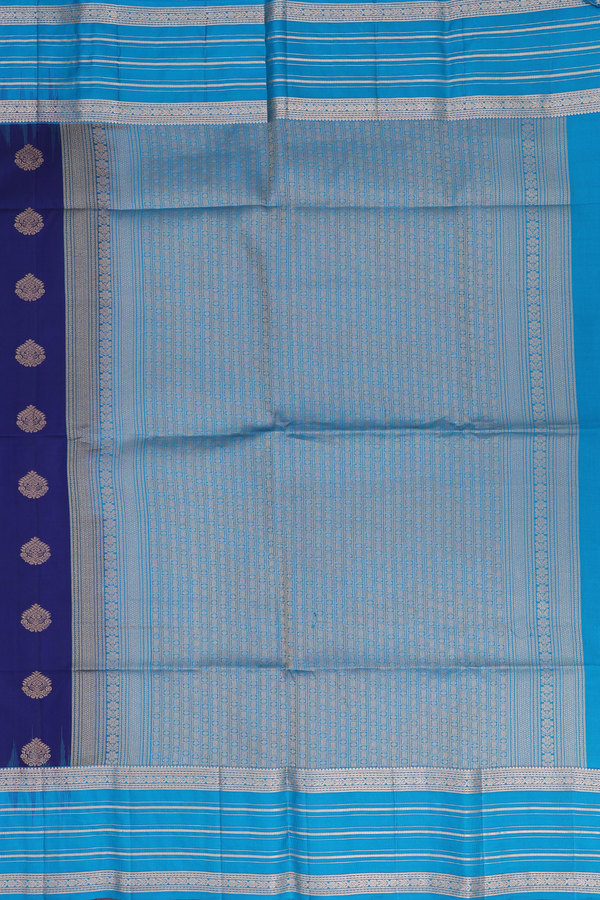 Soft Silk Saree In Royal Blue With Zari Buttas