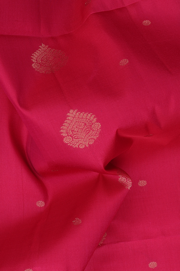 Soft Silk Saree In Rani Pink With Zari Buttas