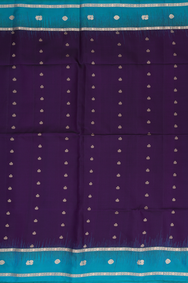 Soft Silk Saree In Deep Purple With Zari Buttis