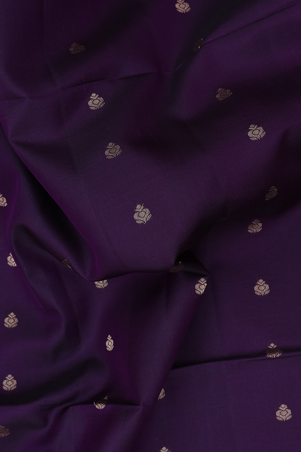 Soft Silk Saree In Deep Purple With Zari Buttis