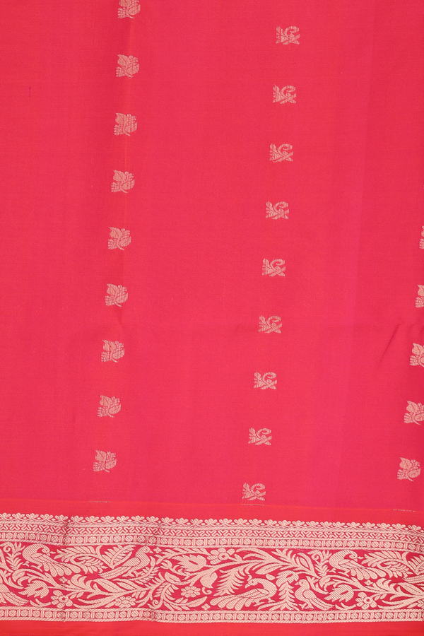 Soft Silk Saree In Olive Yellow With Leaf Buttas