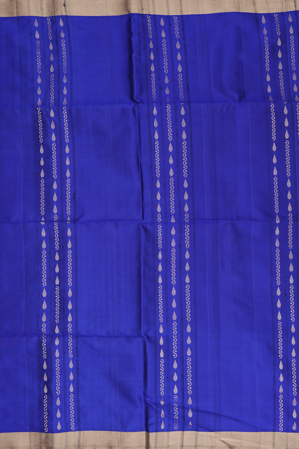 Soft Silk Saree In Royal Blue With Stripes Design