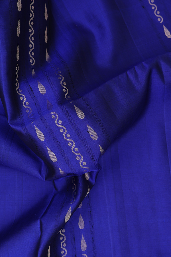 Soft Silk Saree In Royal Blue With Stripes Design