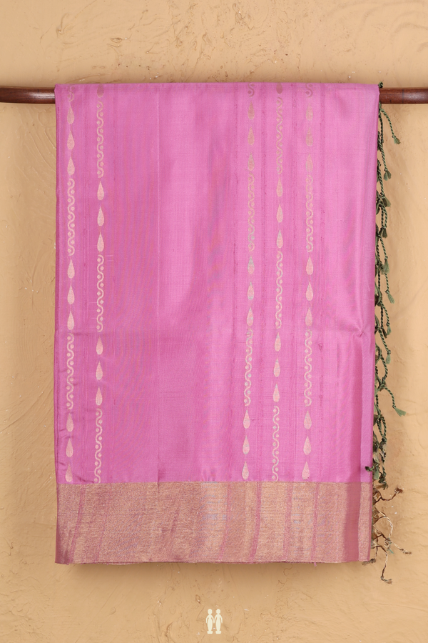 Soft Silk Saree In Pink With Stripes Design