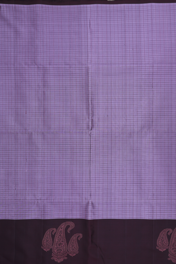 Soft Silk Saree In Dusty Purple With Checks Design