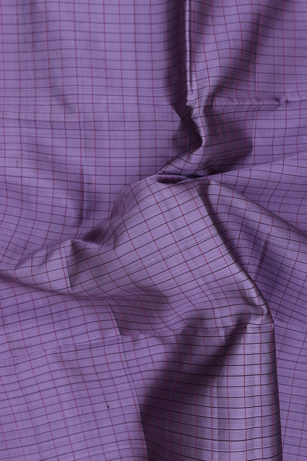 Soft Silk Saree In Dusty Purple With Checks Design
