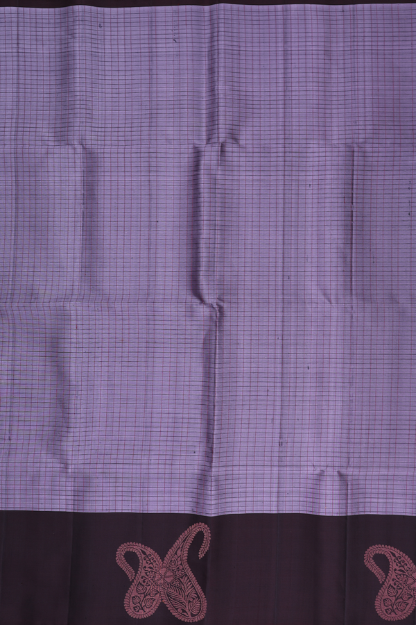 Soft Silk Saree In Light Purple With Checks Design