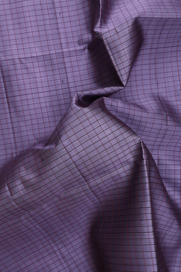 Soft Silk Saree In Light Purple With Checks Design