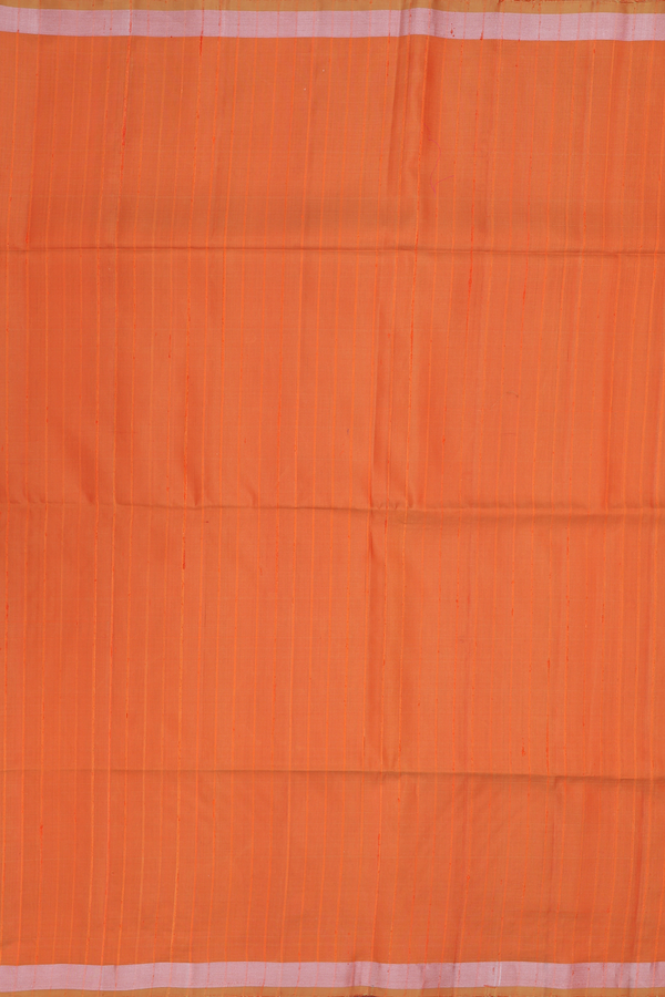 Soft Silk Saree In Orange With Stripes Design