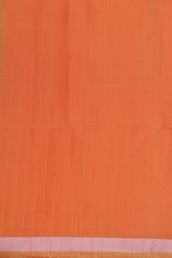 Soft Silk Saree In Orange With Stripes Design