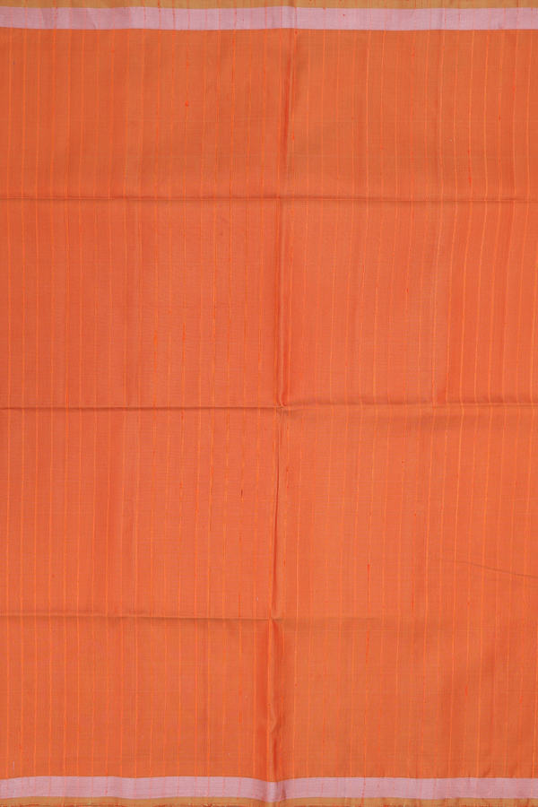 Soft Silk Saree In Orange With Stripes Design