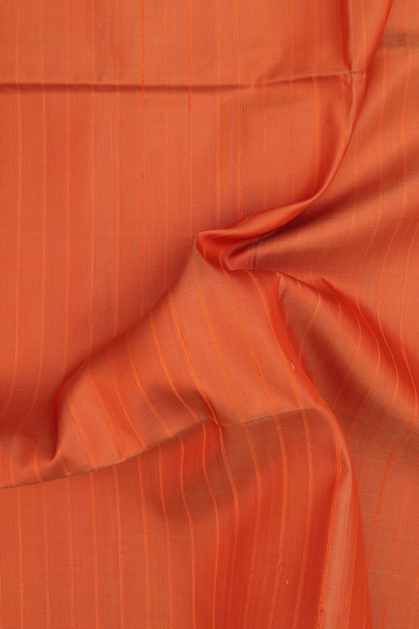 Soft Silk Saree In Orange With Stripes Design