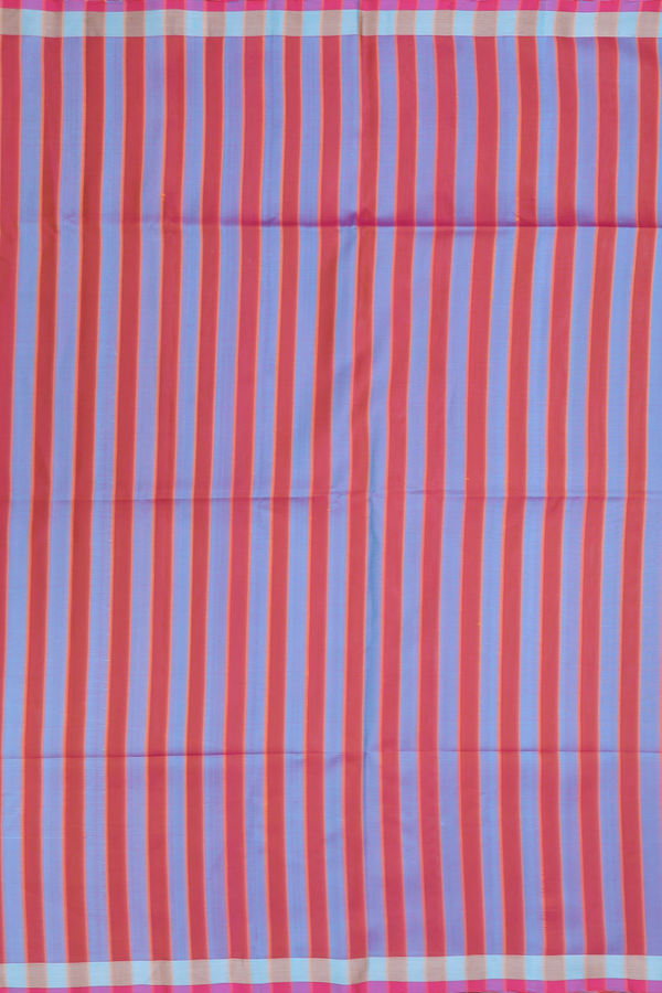 Soft Silk Saree In Dual Tone And Orange With Stripes Design