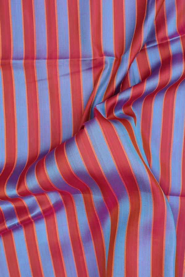 Soft Silk Saree In Dual Tone And Orange With Stripes Design