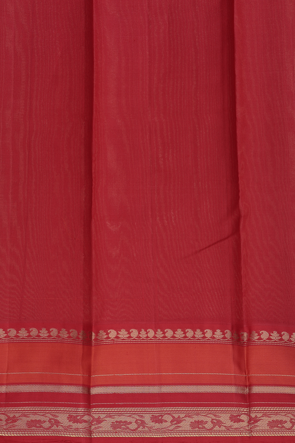 Linen Kanchipuram Silk Saree In Off White With Floral Buttas