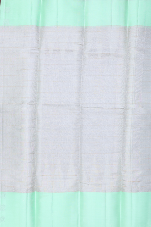 Kanchipuram Silk Saree Green Beige Tissue With Checks Design