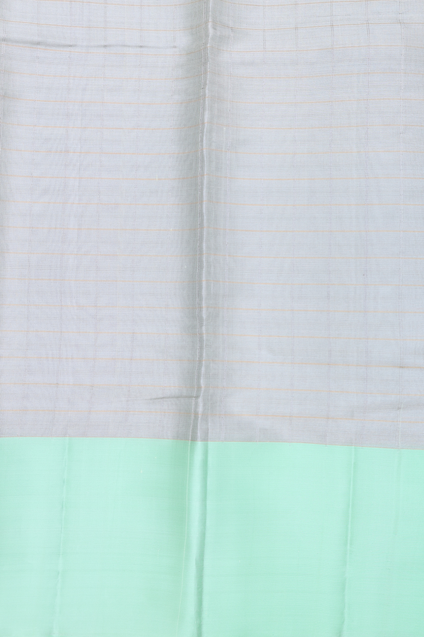 Kanchipuram Silk Saree Green Beige Tissue With Checks Design