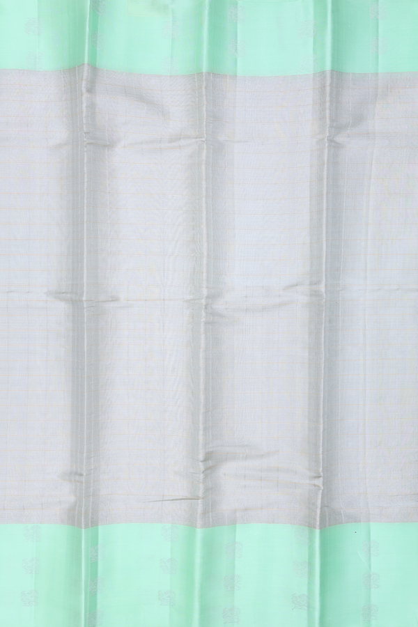 Kanchipuram Silk Saree Green Beige Tissue With Checks Design