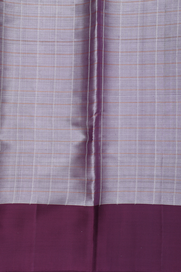 Kanchipuram Silk Saree Light Purple Tissue With Checks Design