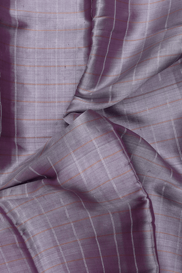 Kanchipuram Silk Saree Light Purple Tissue With Checks Design
