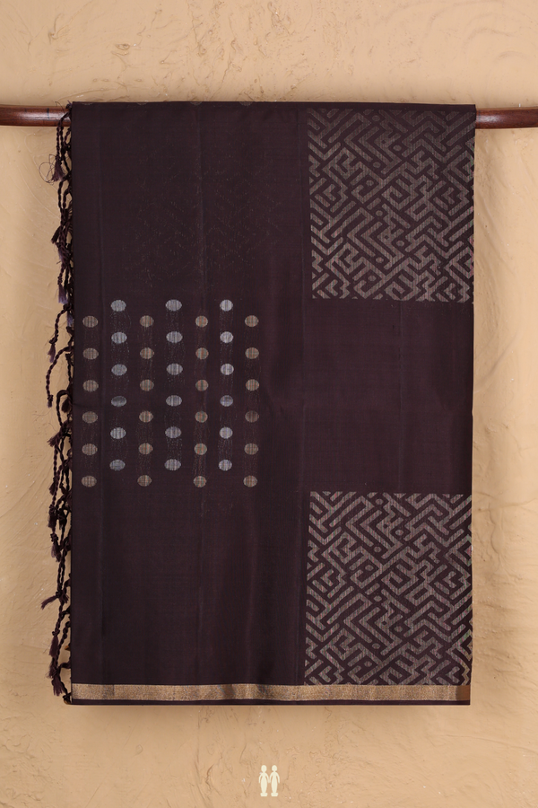 Soft Silk Saree In Dark Oak Brown With Allover Design