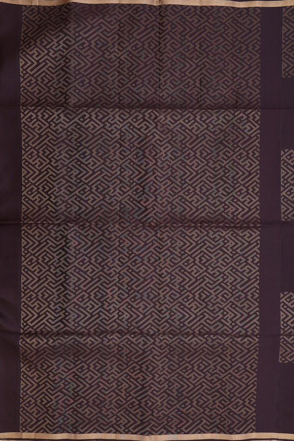 Soft Silk Saree In Dark Oak Brown With Allover Design