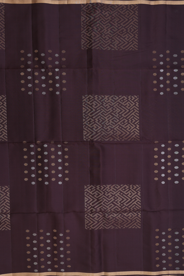 Soft Silk Saree In Dark Oak Brown With Allover Design