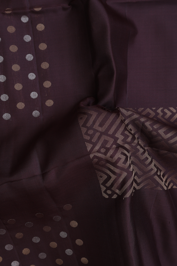 Soft Silk Saree In Dark Oak Brown With Allover Design