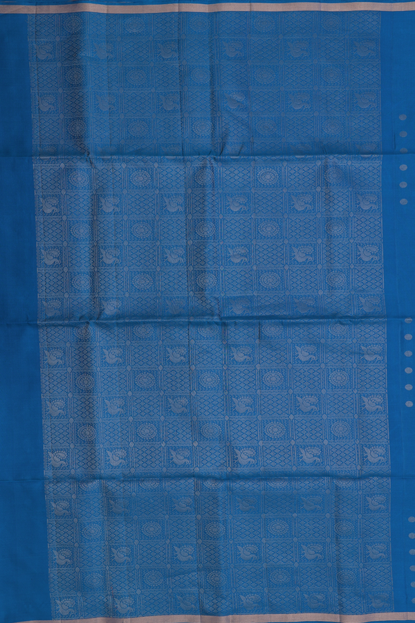 Soft Silk Saree In Cerulean Blue With Allover Design