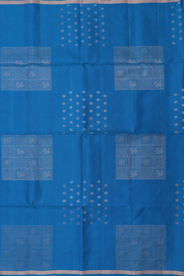 Soft Silk Saree In Cerulean Blue With Allover Design