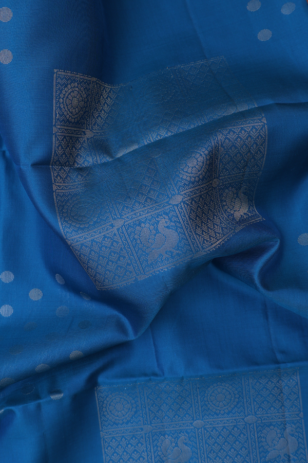 Soft Silk Saree In Cerulean Blue With Allover Design