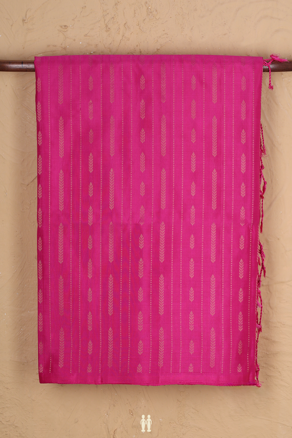 Soft Silk Saree In Rani Pink With Stripes Design