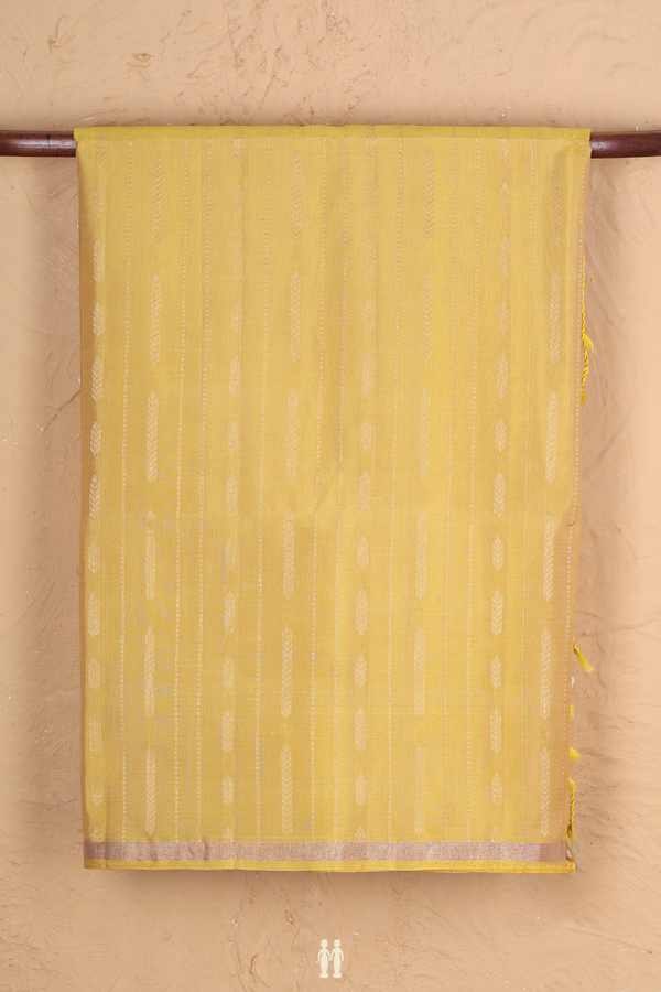 Soft Silk Saree In Yellow With Stripes Design