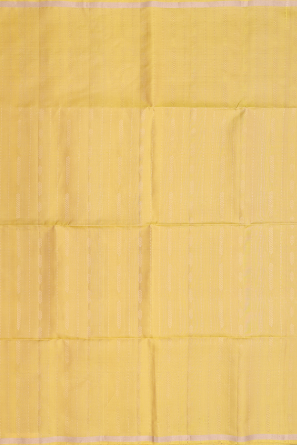 Soft Silk Saree In Yellow With Stripes Design