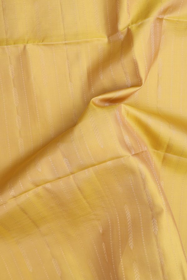 Soft Silk Saree In Yellow With Stripes Design