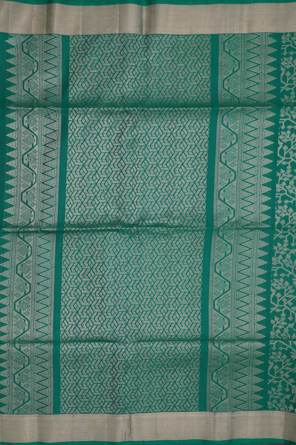Soft Silk Saree In Emerald Green With Allover Design