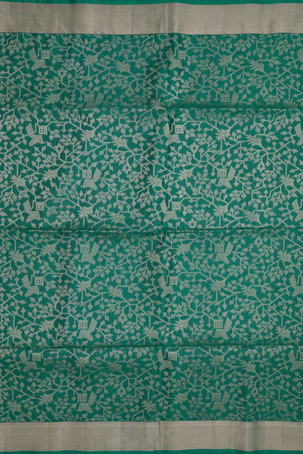 Soft Silk Saree In Emerald Green With Allover Design