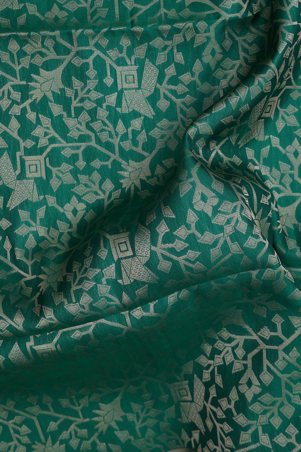 Soft Silk Saree In Emerald Green With Allover Design