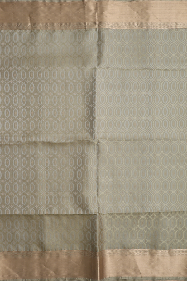 Soft Silk Saree In Cardamom Green With Allover Design