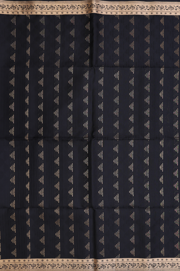 Soft Silk Saree In Black With Zari Buttas