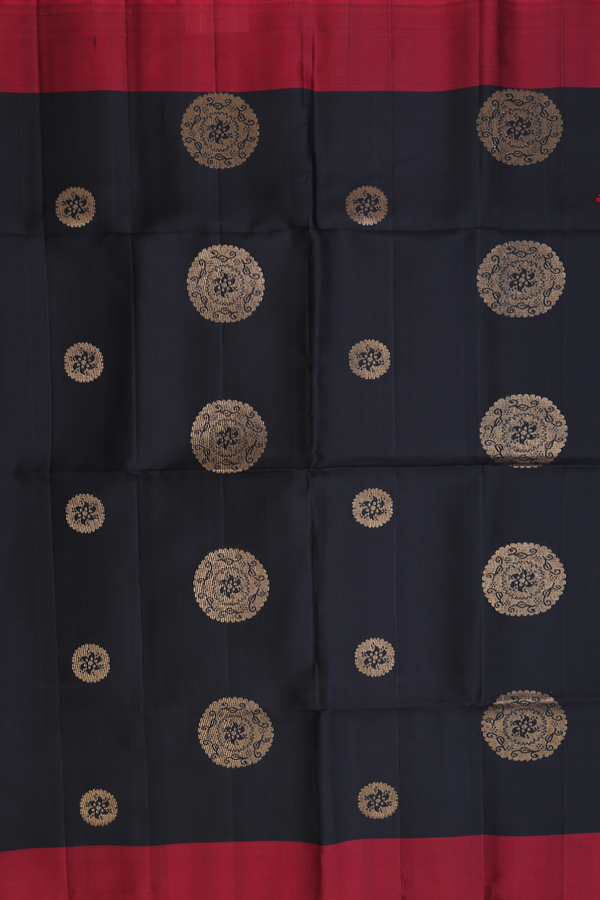 Soft Silk Saree In Black With Circle Motifs