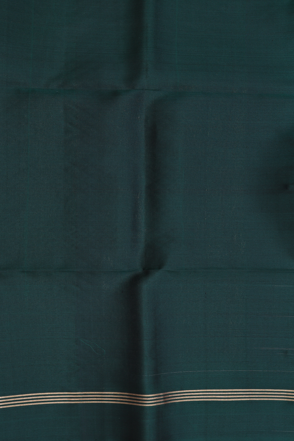 Soft Silk Saree In Bottle Green With Kolam Buttas
