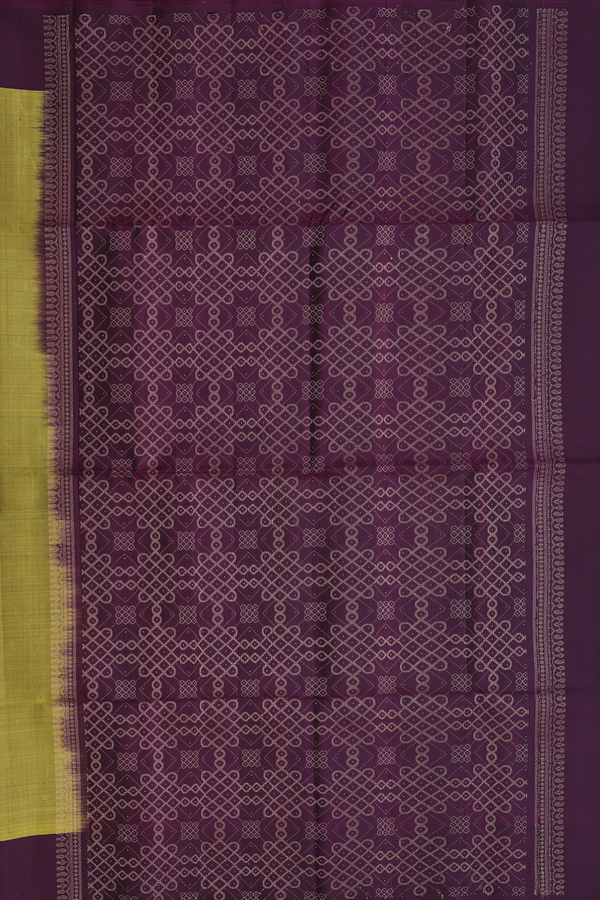 Soft Silk Saree In Olive Green With Kolam Buttas