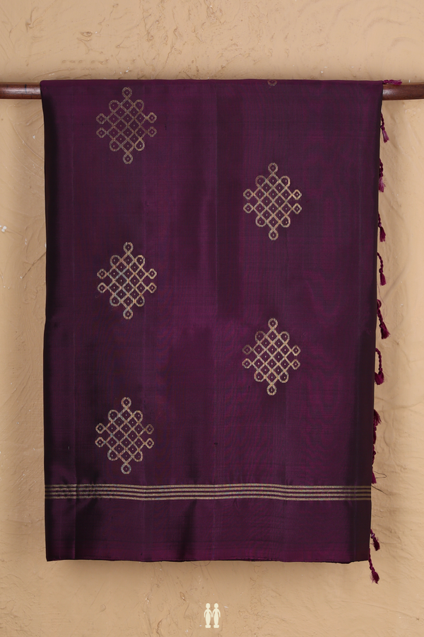 Soft Silk Saree In Grape Purple With Kolam Motifs