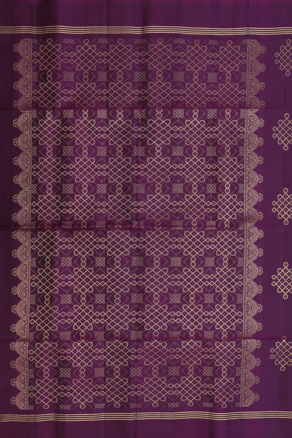 Soft Silk Saree In Grape Purple With Kolam Motifs