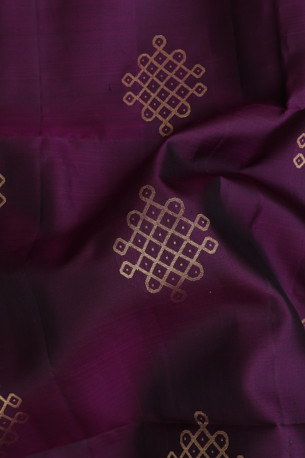 Soft Silk Saree In Grape Purple With Kolam Motifs