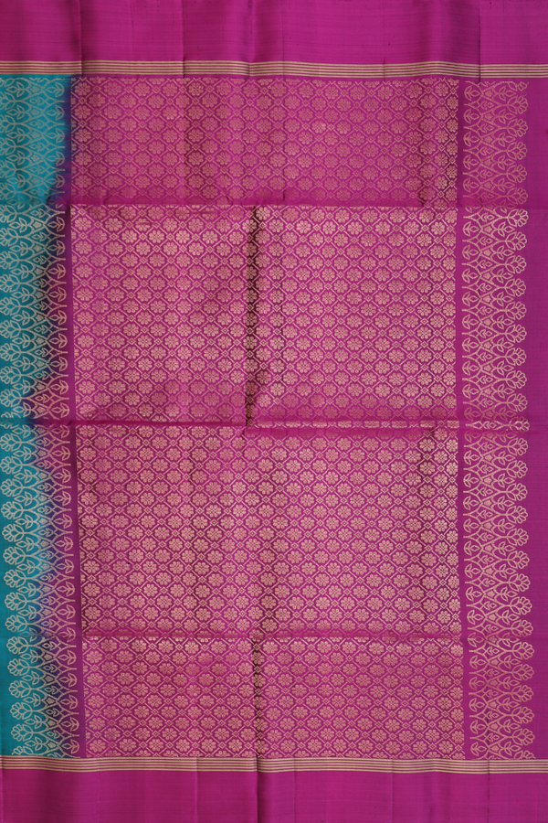 Soft Silk Saree In Peacock Green With Zari Motifs