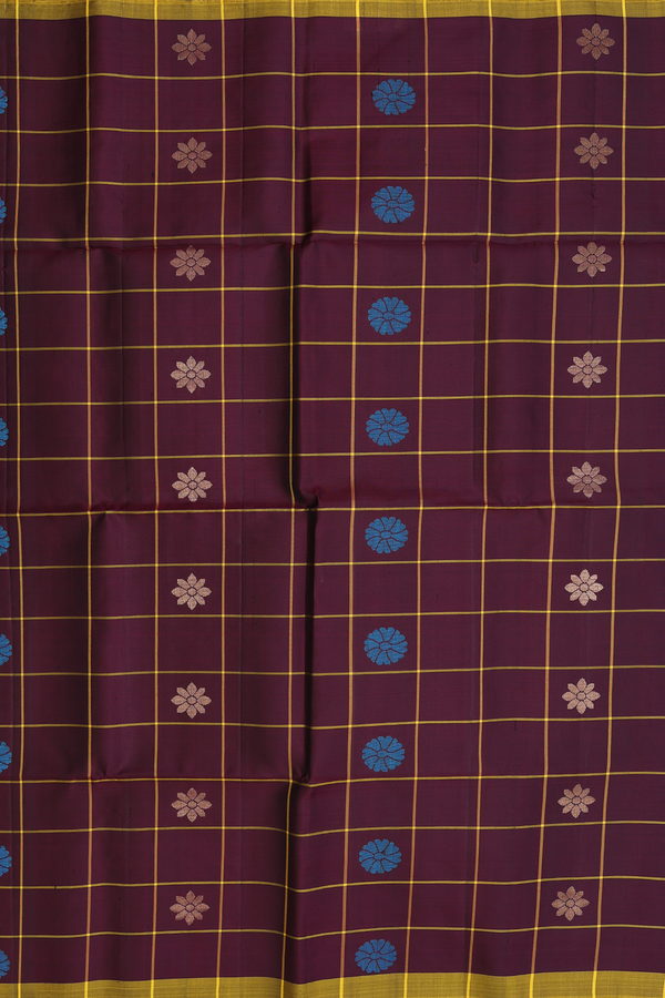 Soft Silk Saree In Coffee Brown With Checks Design