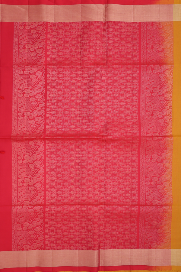 Soft Silk Saree In Mustard Yellow With Floral Motifs