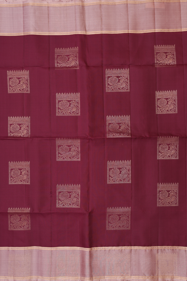 Soft Silk Saree In Maroon With Square Motifs